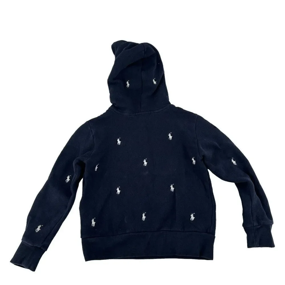 Polo Ralph Lauren Multi Pony Hoodie Navy Blue Boys Size S / 8 Preppy Classic Top
